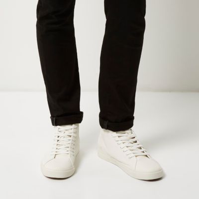 White demi lace-up high tops